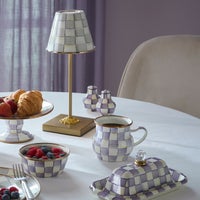 Violet Check Salt & Pepper Shakers