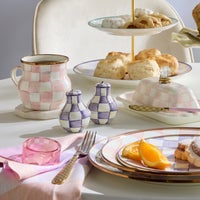 Violet Check Salt & Pepper Shakers