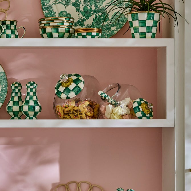 Cookie Jar with Emerald Check Lid image number 2