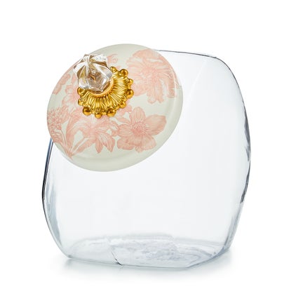 Cookie Jar with Rosy English Garden Lid