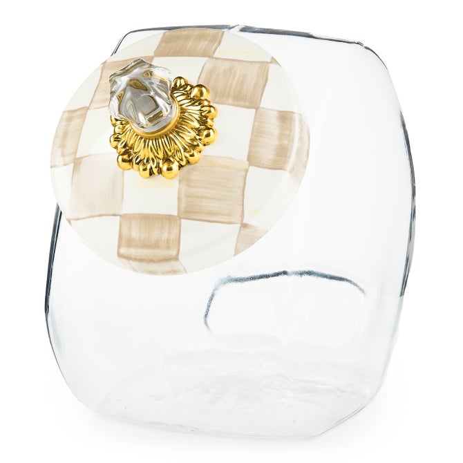 Cookie Jar with Mocha Check Lid image number 0
