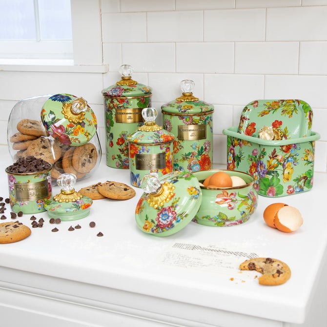 Cookie Jar with Green Flower Market Lid image number 1
