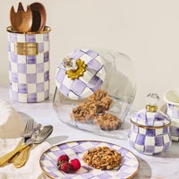 Cookie Jar with Violet Check Lid