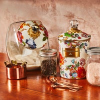 Cookie Jar with White Flower Market Lid