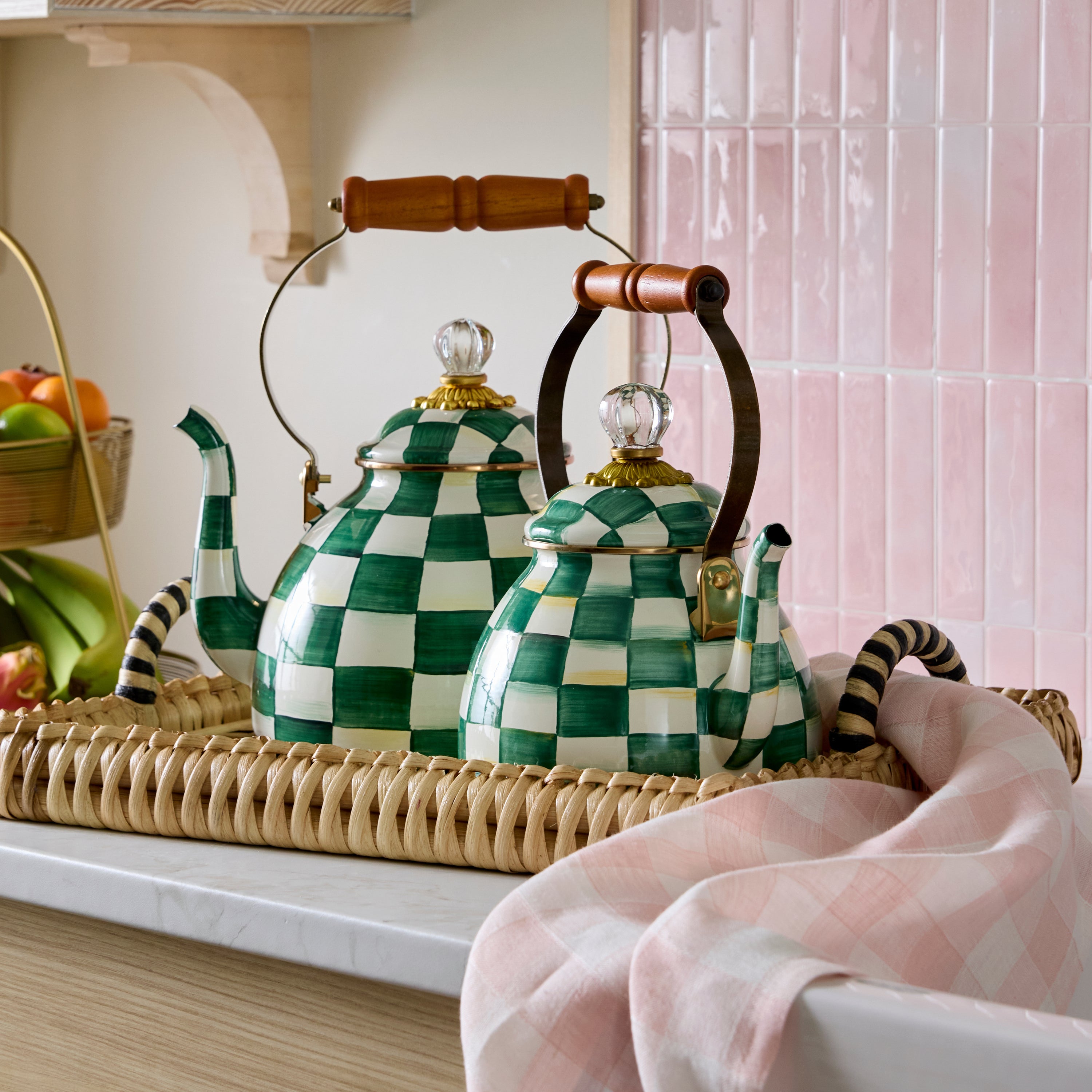 MacKenzie-Childs | Emerald Check 3 Quart Tea Kettle