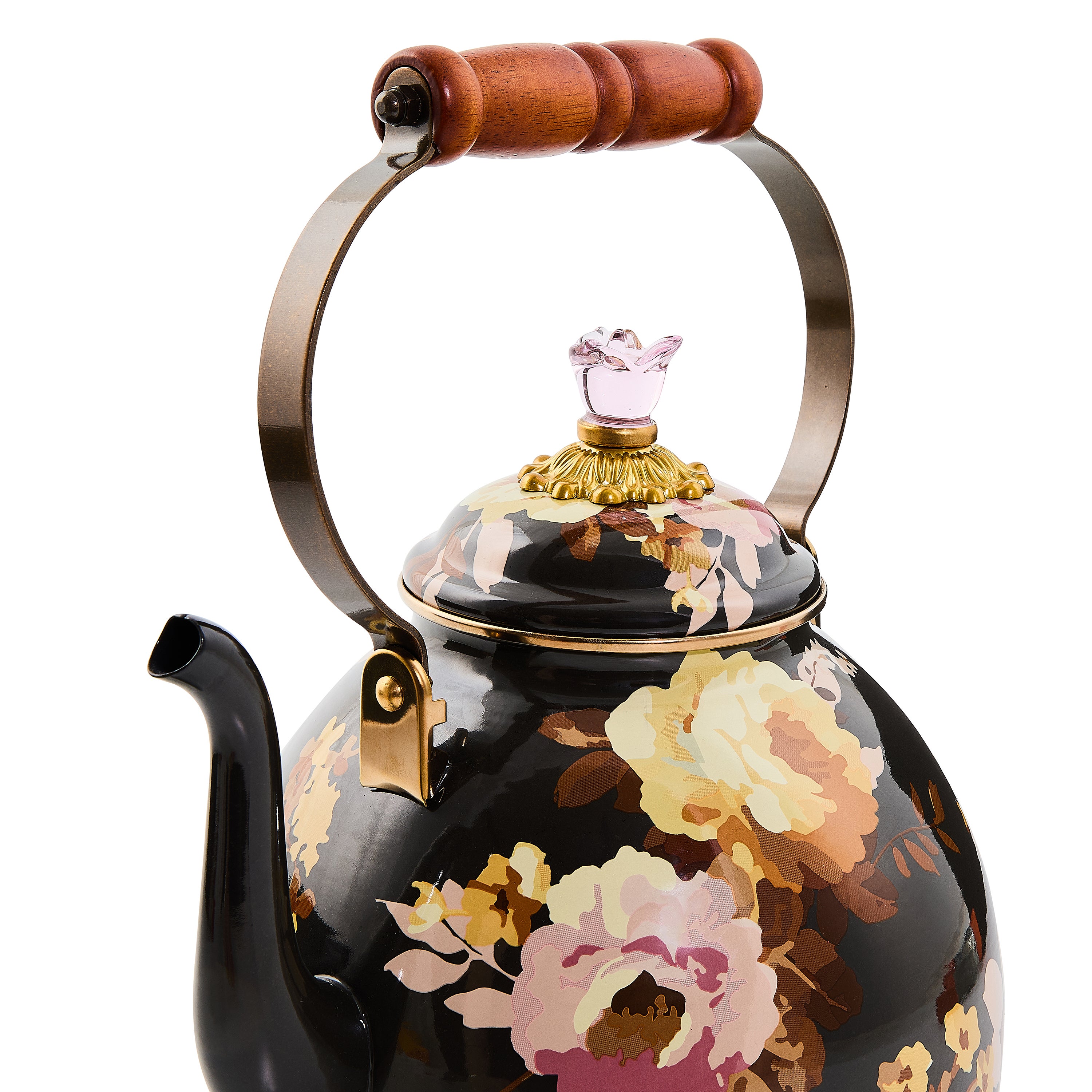 MacKenzie-Childs | Wild Rose Brown 3 Quart Tea Kettle