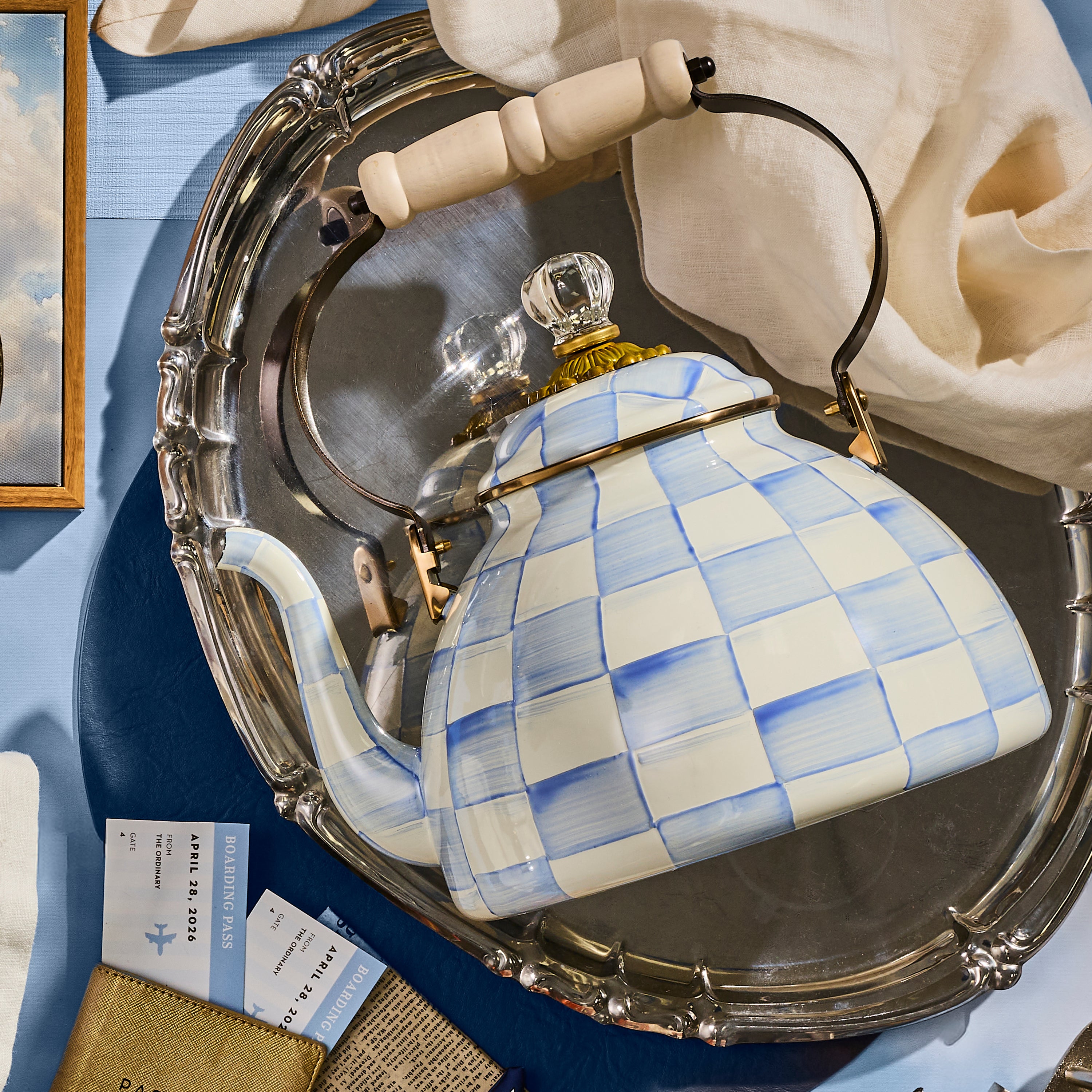 MacKenzie-Childs | Sky Check 3 Quart Tea Kettle