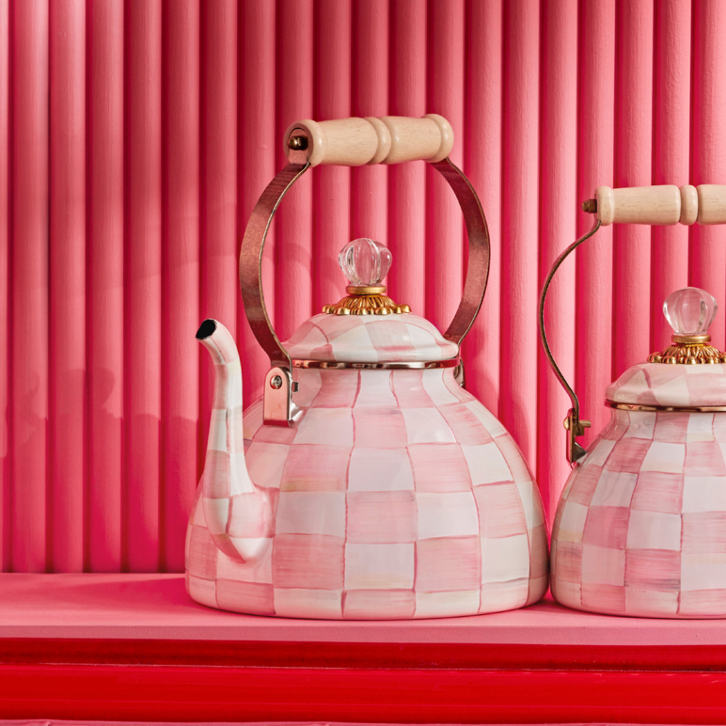 MacKenzie-Childs | Rosy Check 3 Quart Tea Kettle