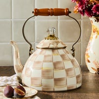 Mocha Check 3 Quart Tea Kettle