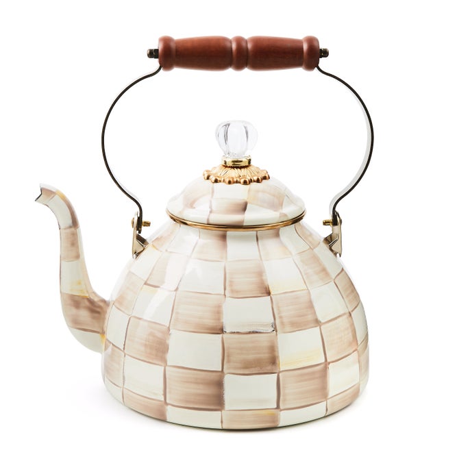Mocha Check 3 Quart Tea Kettle image number 0