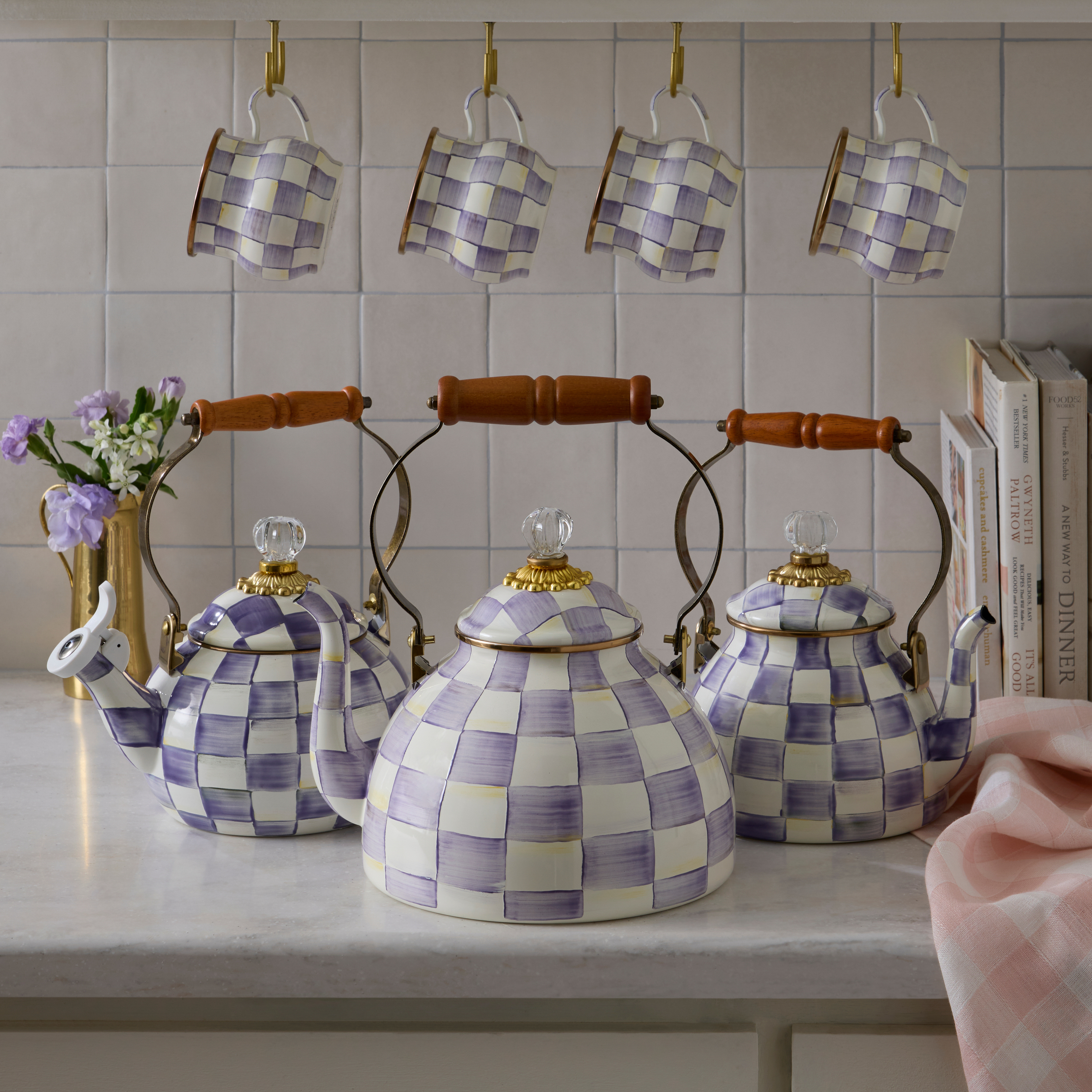 MacKenzie-Childs | Violet Check 3 Quart Tea Kettle