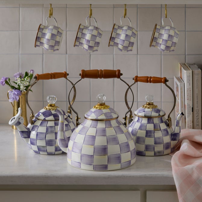 Violet Check 3 Quart Tea Kettle image number 1