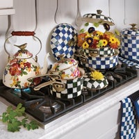 White Flower Market 3 Quart Tea Kettle with Bird