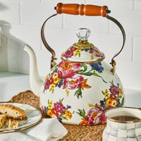 White Flower Market 3 Quart Tea Kettle