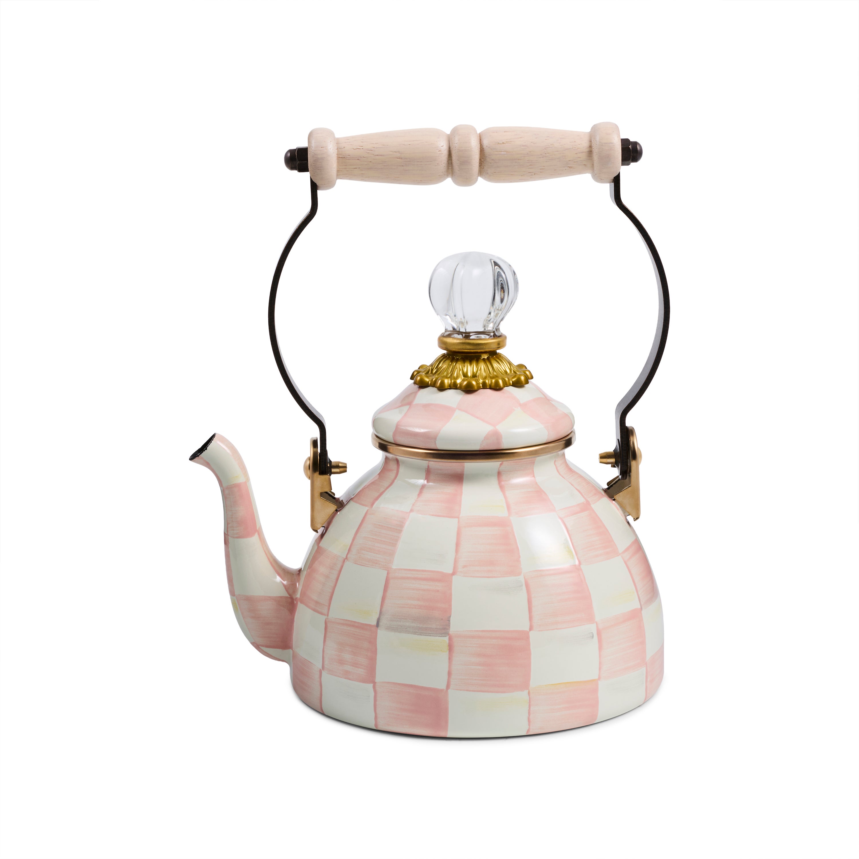 【新品未使用】rosy Monster tea party check tops MacKenzie-Childs | Rosy Check 1 Quart Tea Kettle