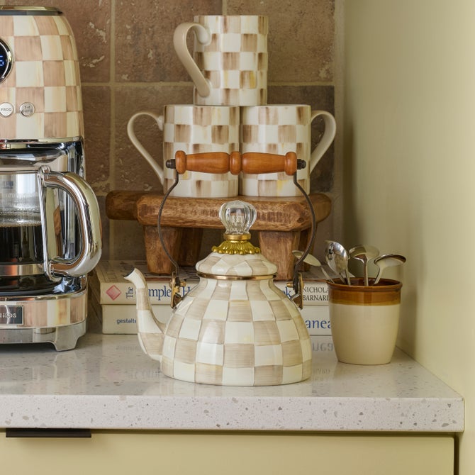 Mocha Check 1 Quart Tea Kettle image number 2