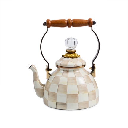 Mocha Check 1 Quart Tea Kettle