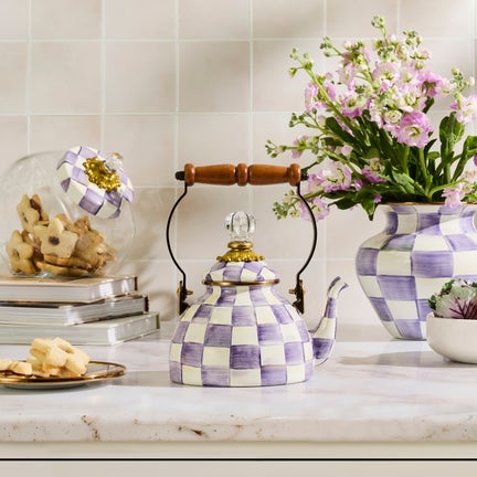 Violet Check 1 Quart Tea Kettle