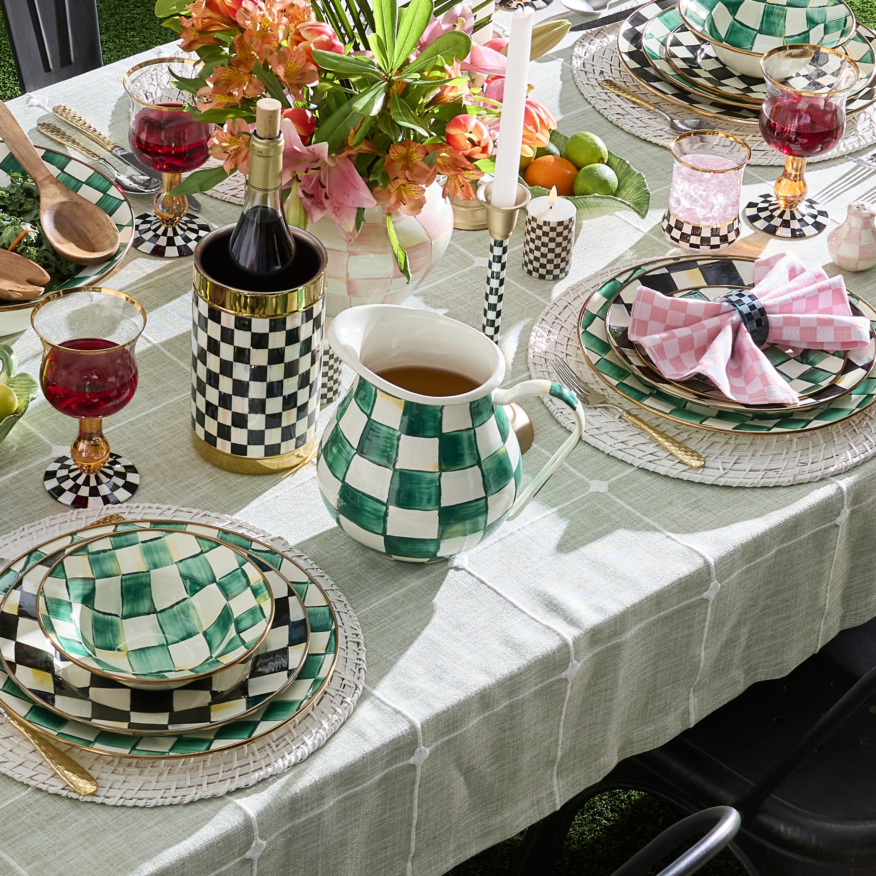 MacKenzie-Childs | Emerald Check Pitcher