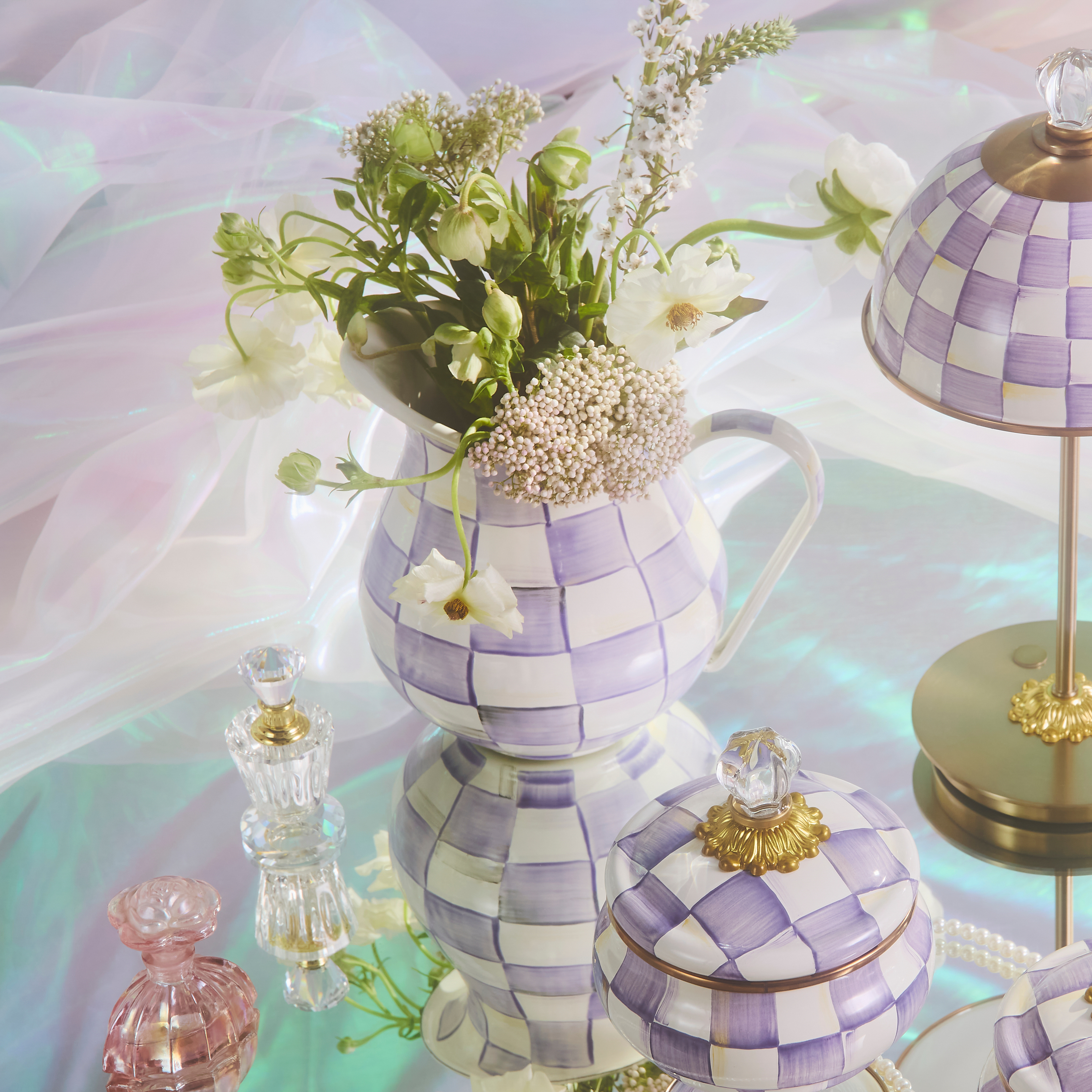 MacKenzie-Childs | Violet Check Pitcher