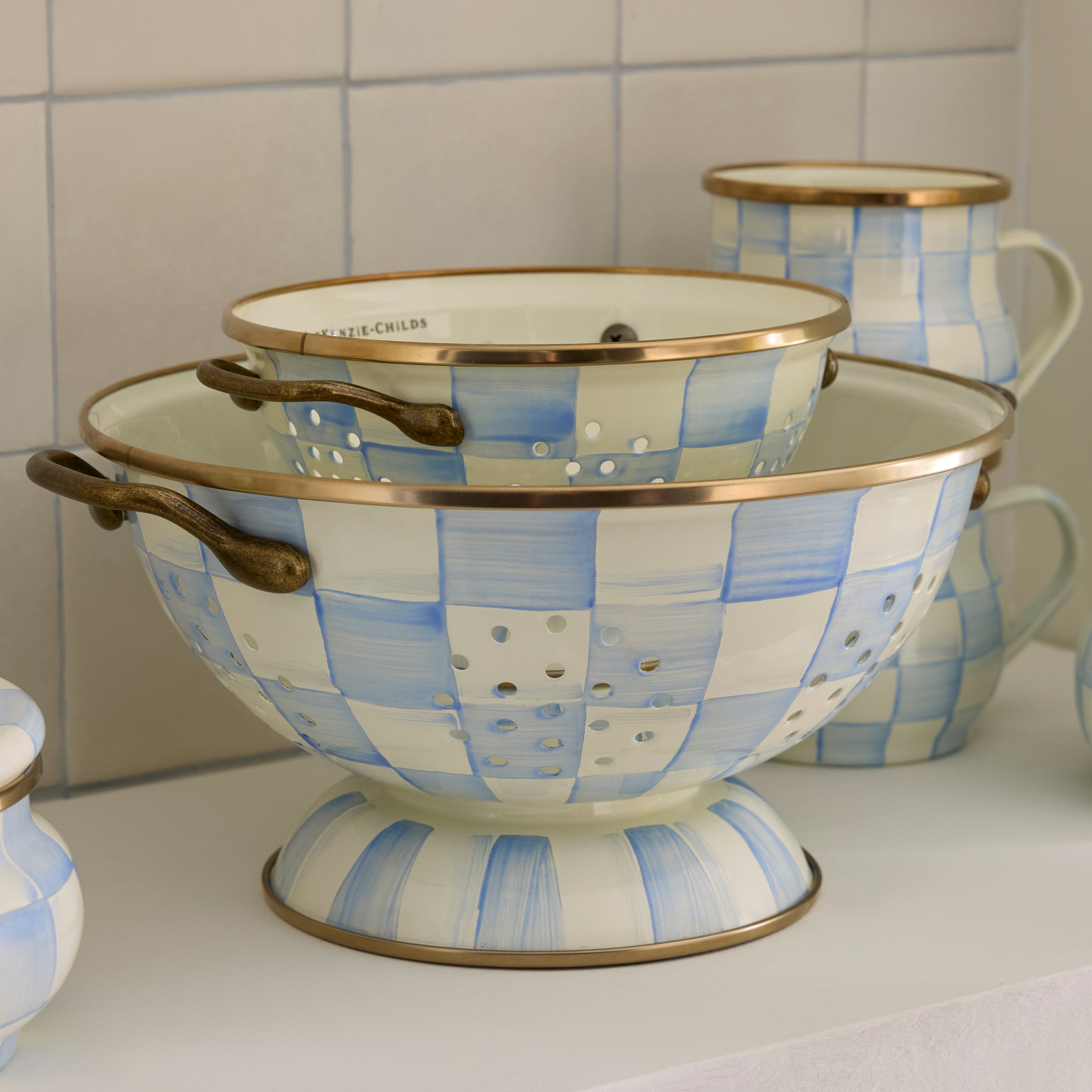 MacKenzie-Childs | Sky Check Large Colander
