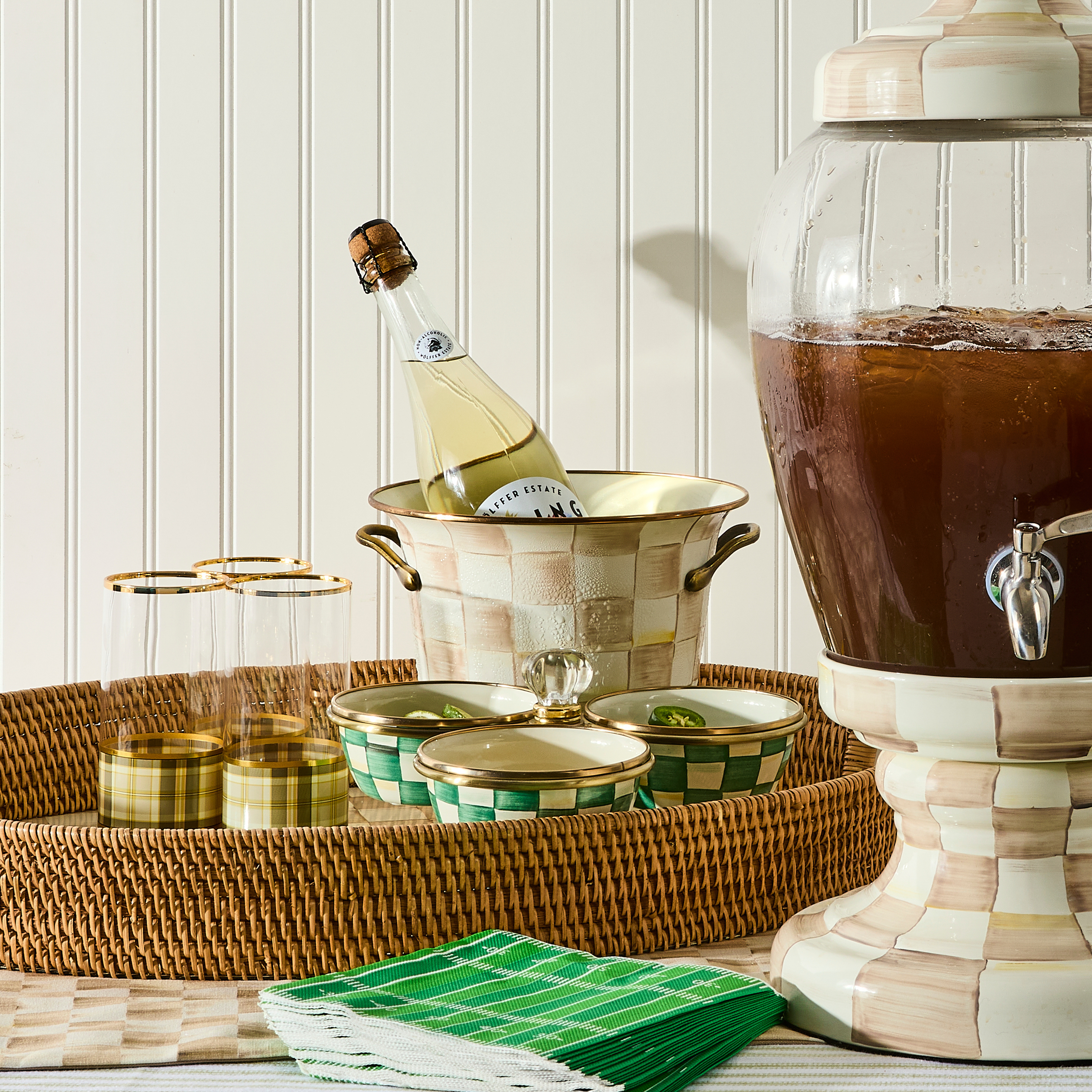 MacKenzie-Childs | Mocha Check Wine Cooler