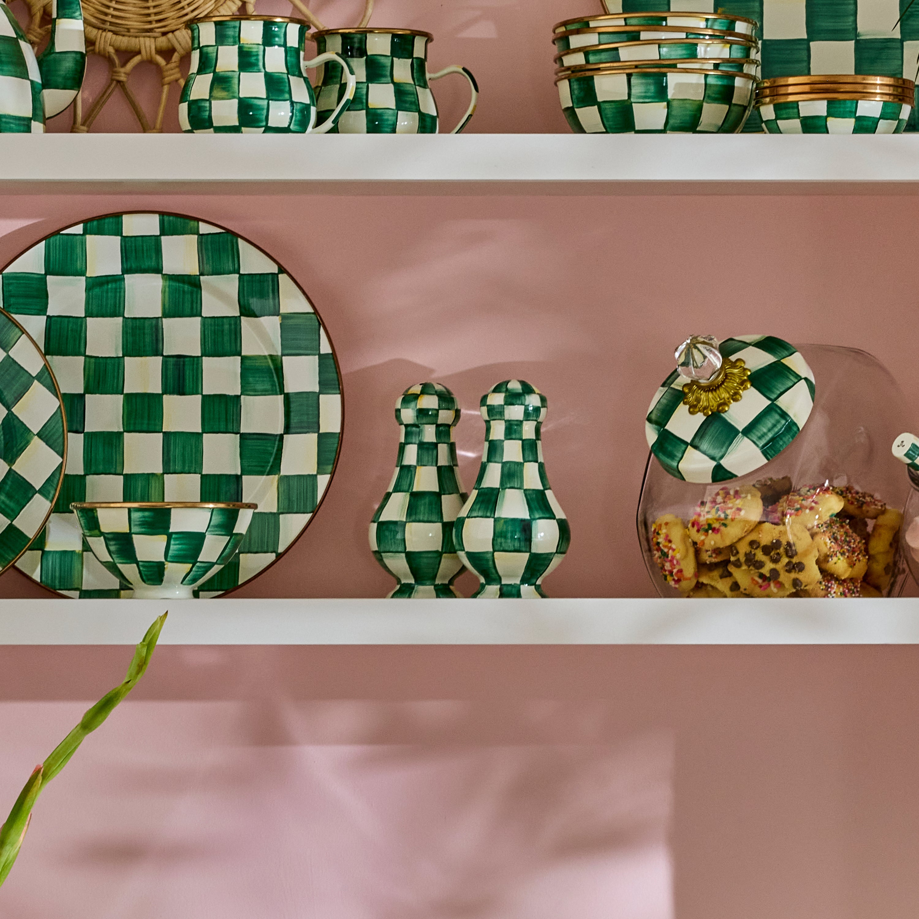 MacKenzie-Childs | Emerald Check Large Salt & Pepper Shakers