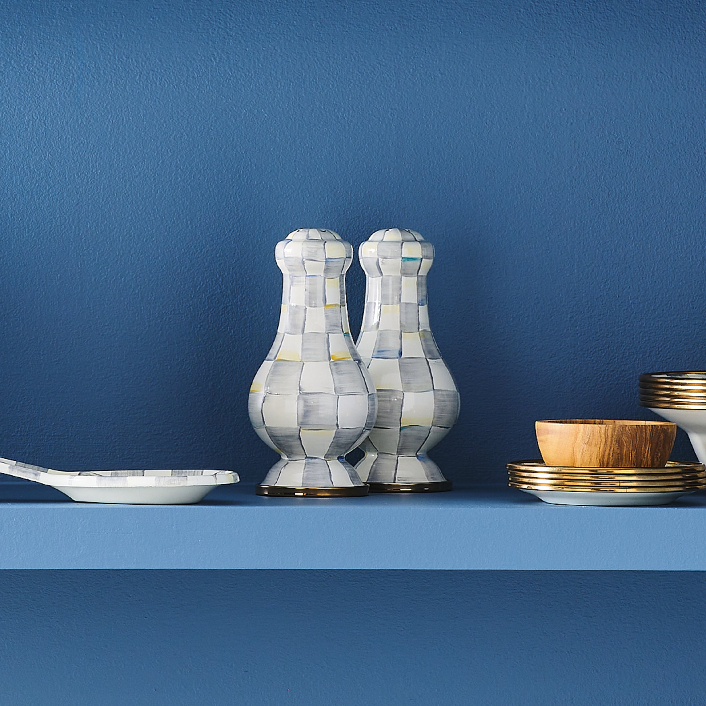 MacKenzie-Childs | Sterling Check Large Salt & Pepper Shakers