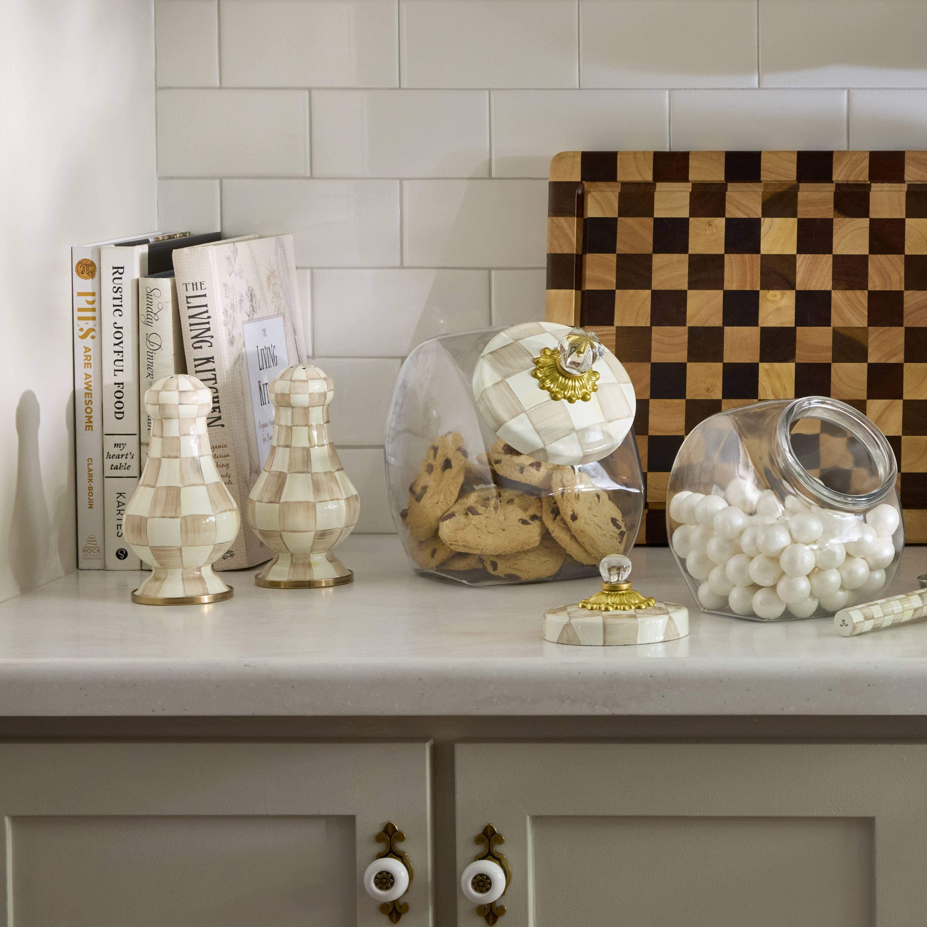MacKenzie-Childs | Mocha Check Large Salt & Pepper Shakers