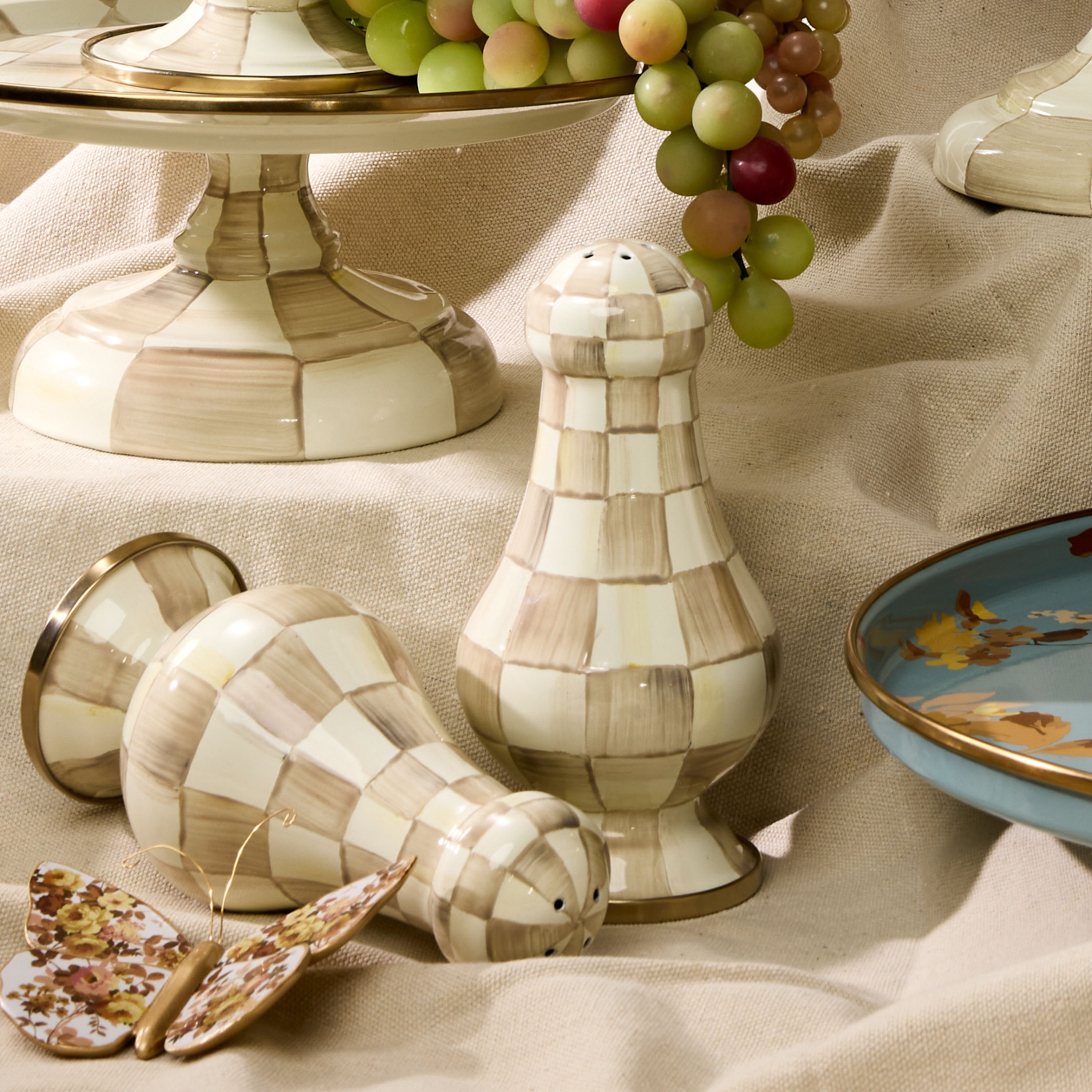 MacKenzie-Childs | Mocha Check Large Salt & Pepper Shakers