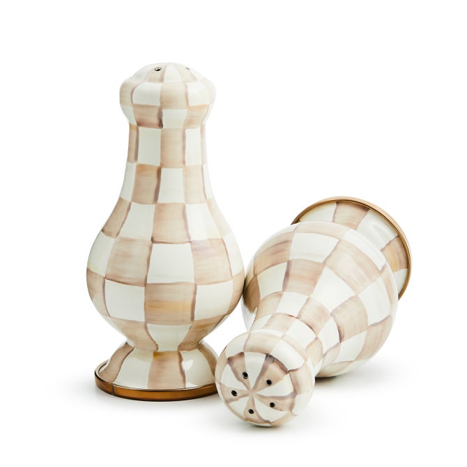 Mocha Check Large Salt & Pepper Shakers image number 3