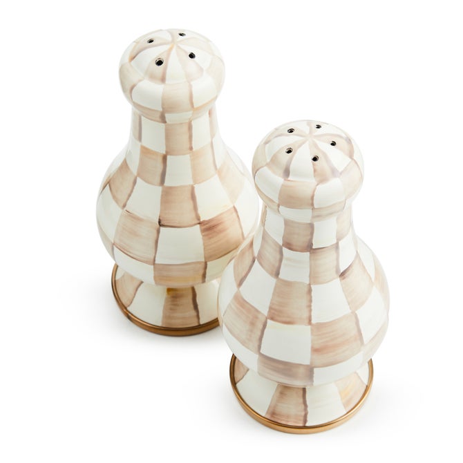 Mocha Check Large Salt & Pepper Shakers image number 2