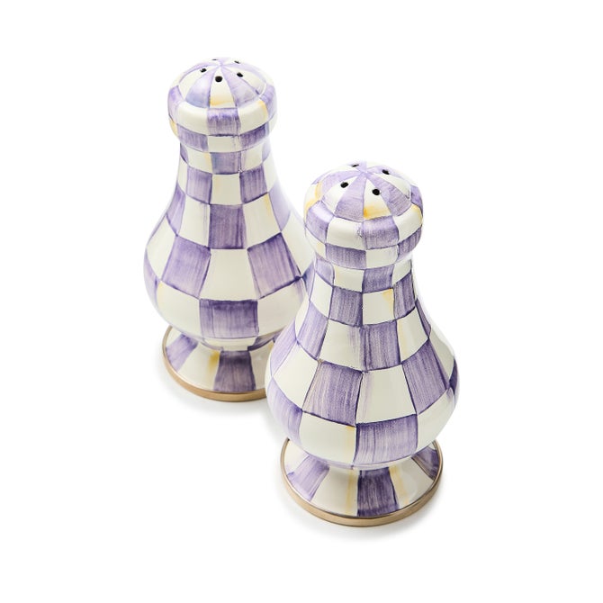 Violet Check Large Salt & Pepper Shakers image number 2