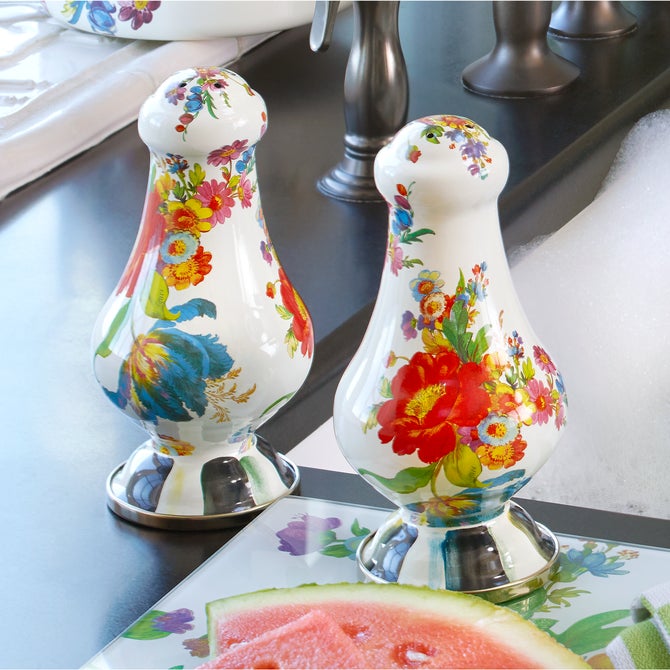 White Flower Market Large Salt & Pepper Shakers image number 2