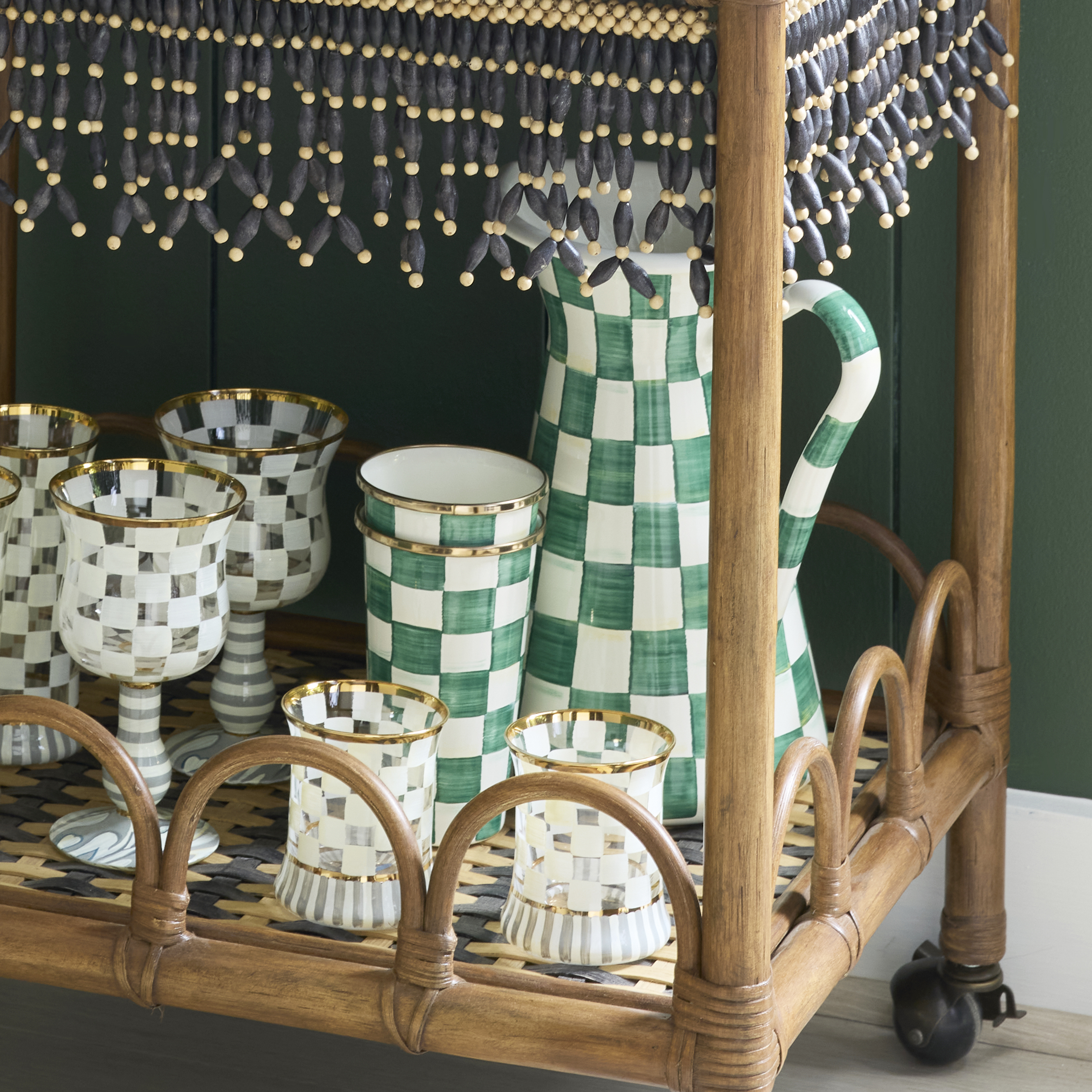 MacKenzie-Childs | Emerald Check Large Practical Pitcher