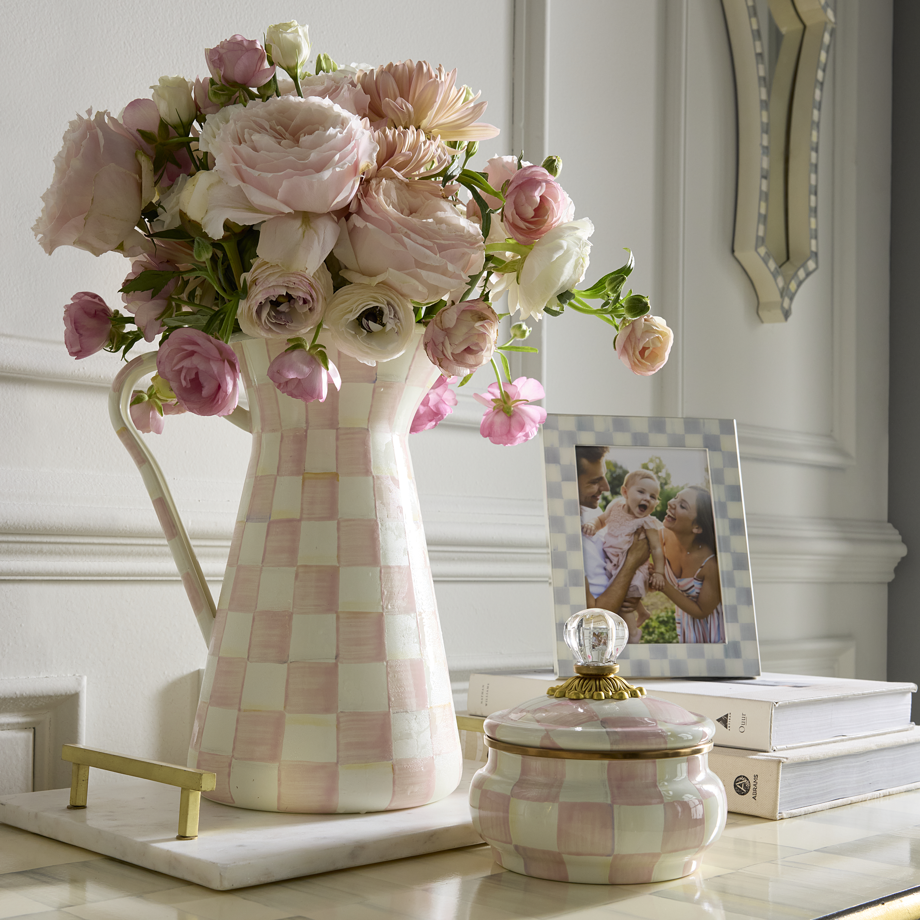 MacKenzie-Childs | Rosy Check Large Practical Pitcher