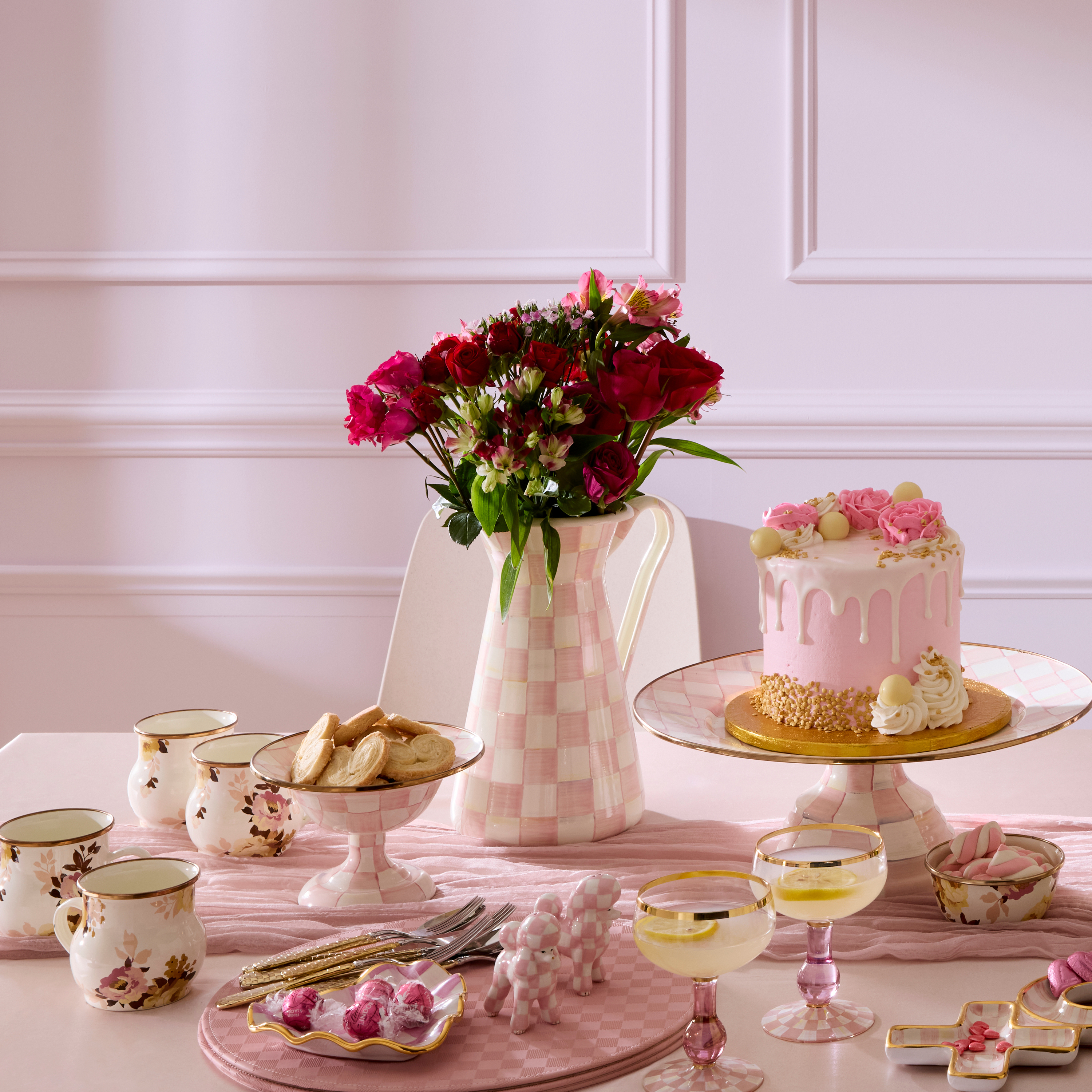 MacKenzie-Childs | Rosy Check Large Practical Pitcher