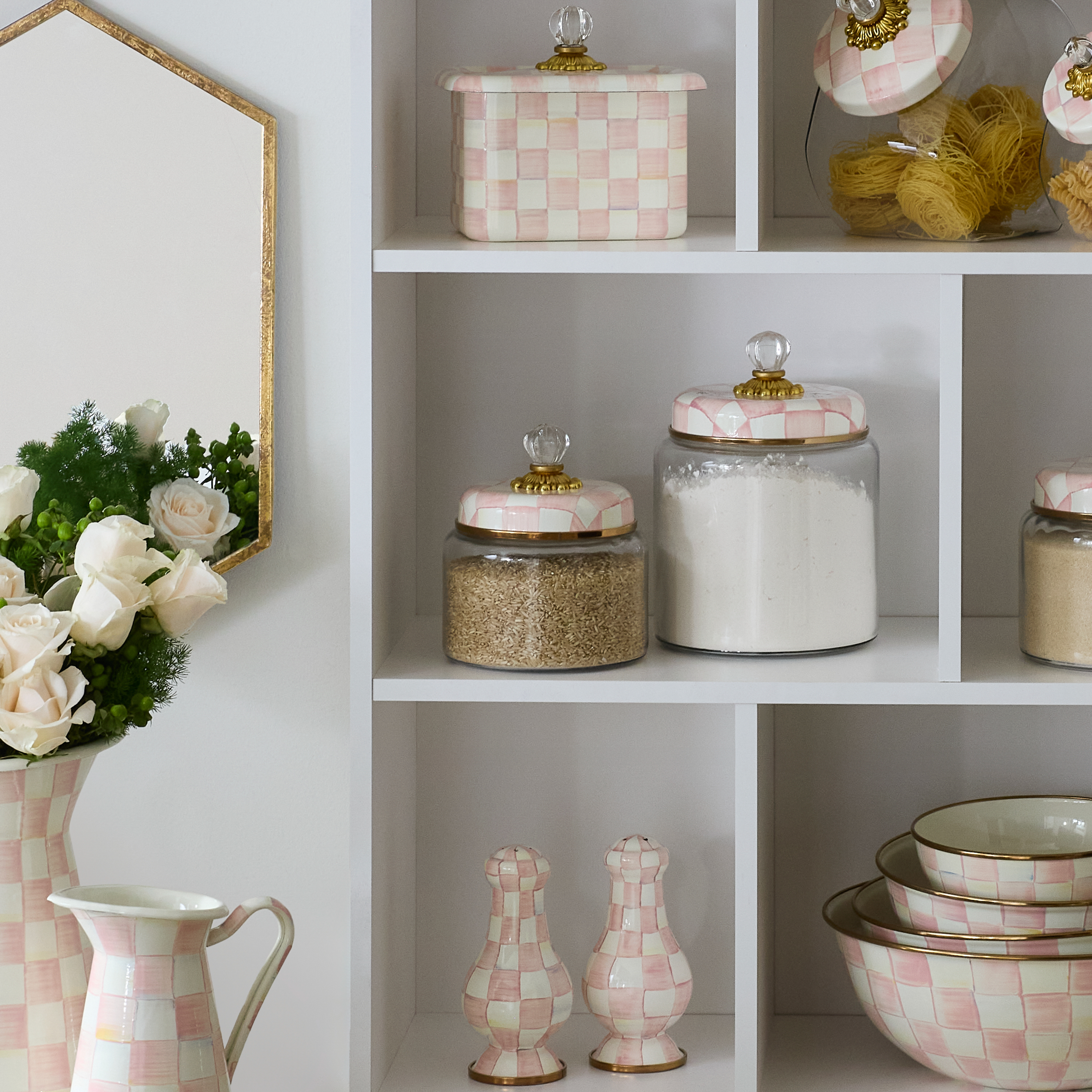 MacKenzie-Childs | Rosy Check Small Kitchen Canister