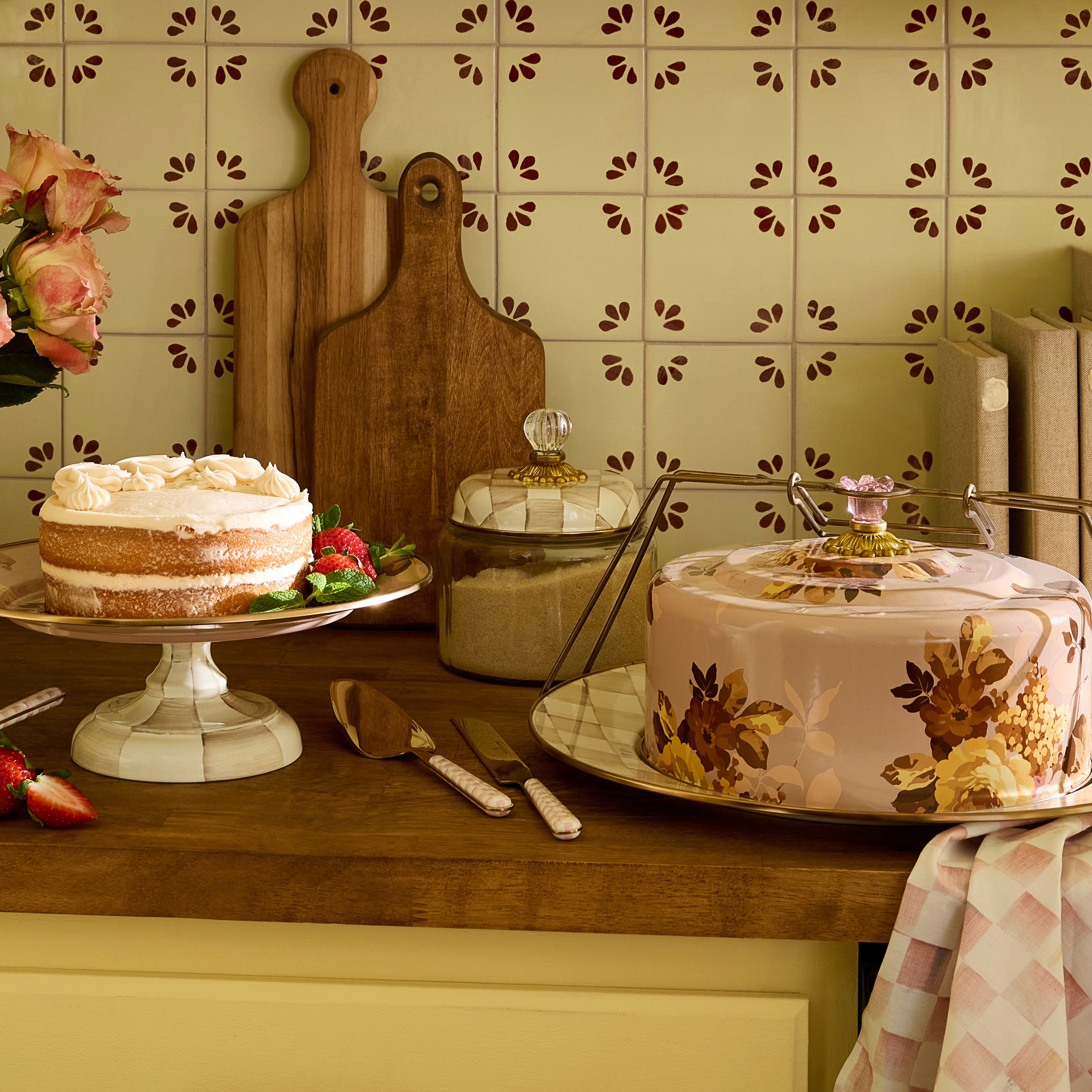MacKenzie-Childs | Mocha Check Small Kitchen Canister