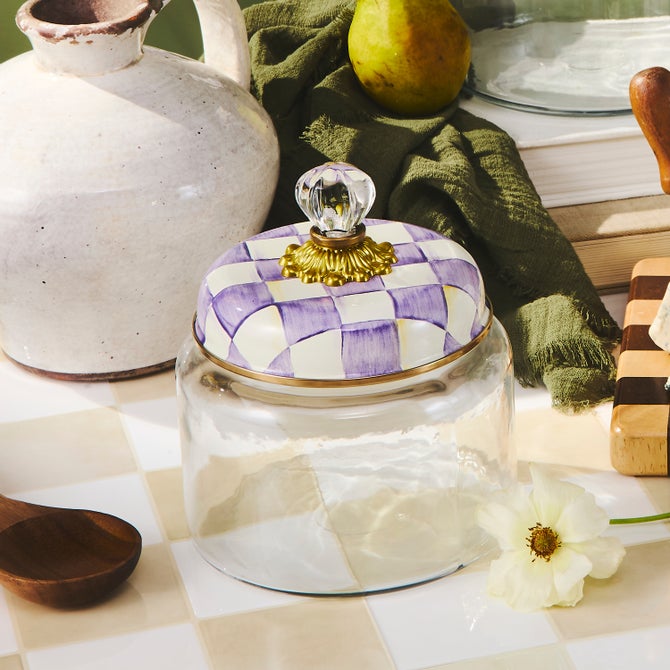 Violet Check Small Kitchen Canister image number 1