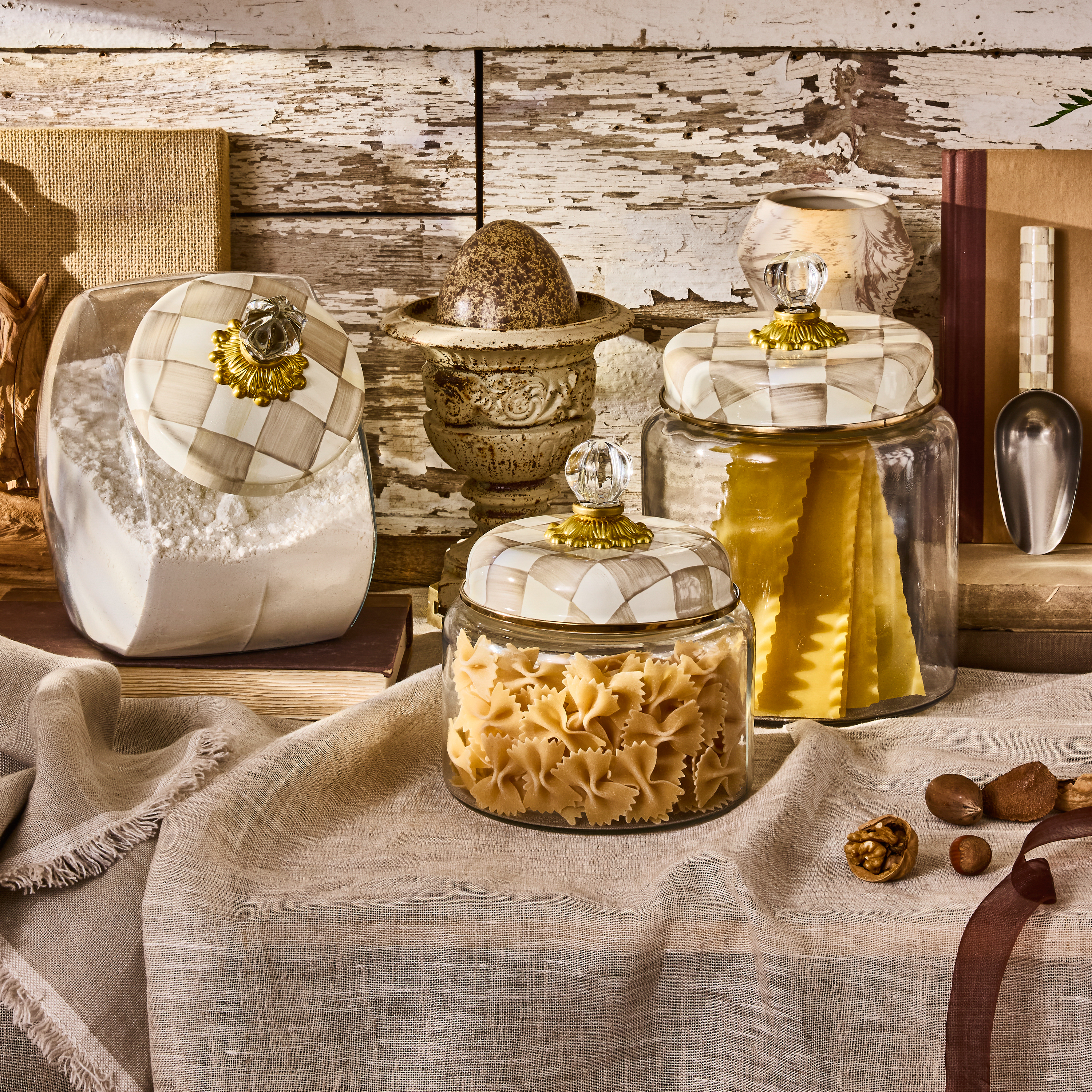 MacKenzie-Childs | Mocha Check Medium Kitchen Canister