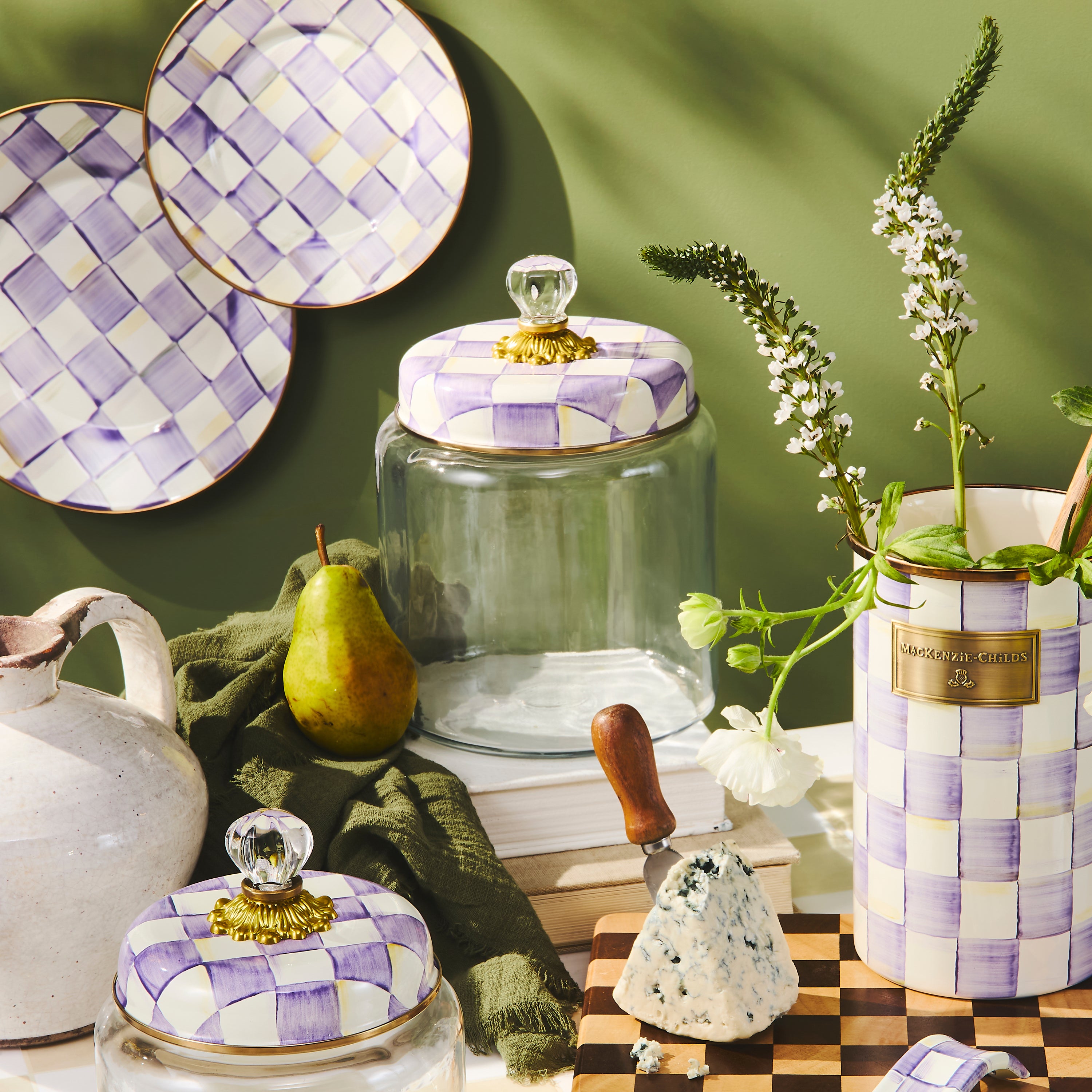 MacKenzie-Childs | Violet Check Medium Kitchen Canister