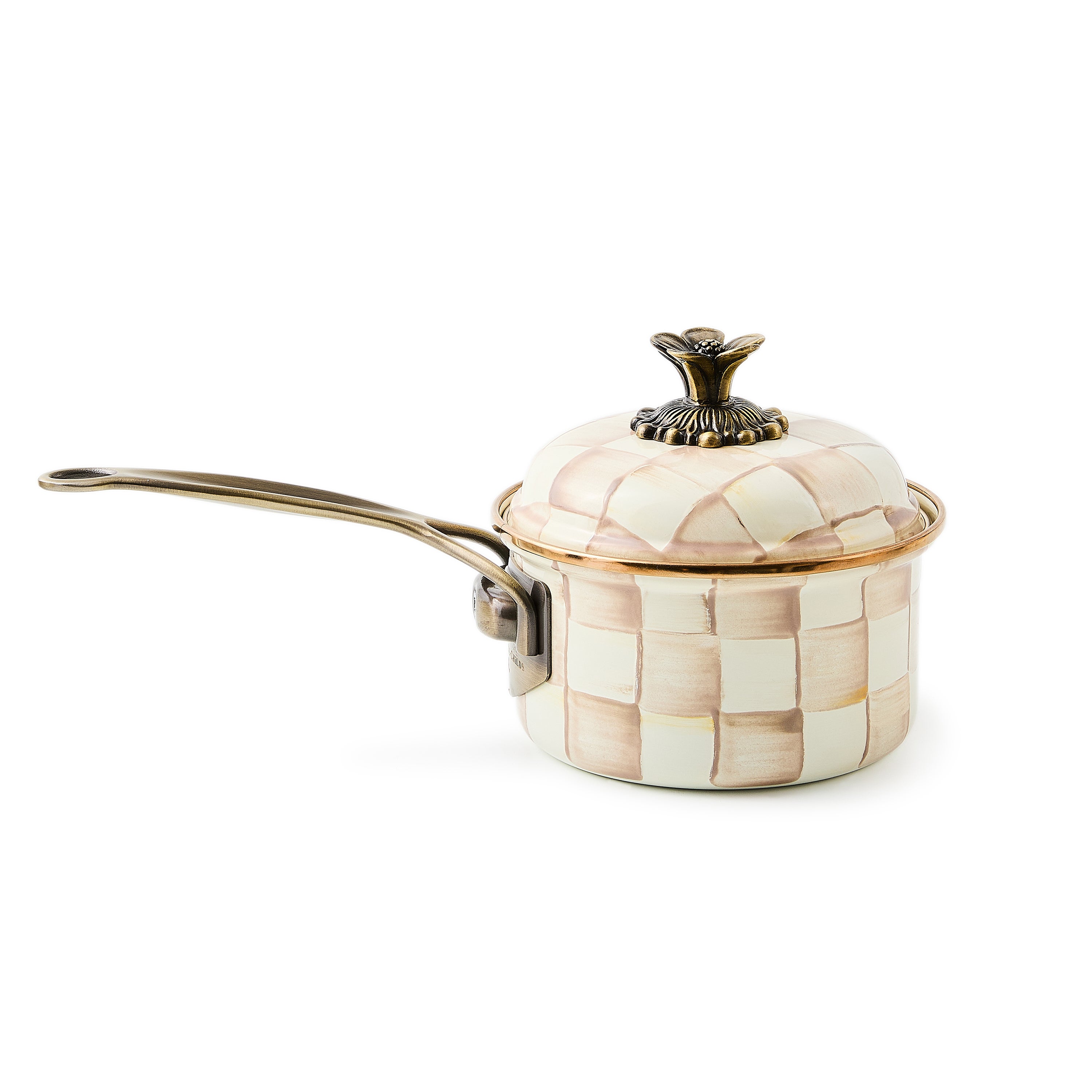 MacKenzie-Childs | Mocha Check 1 Qt. Saucepan