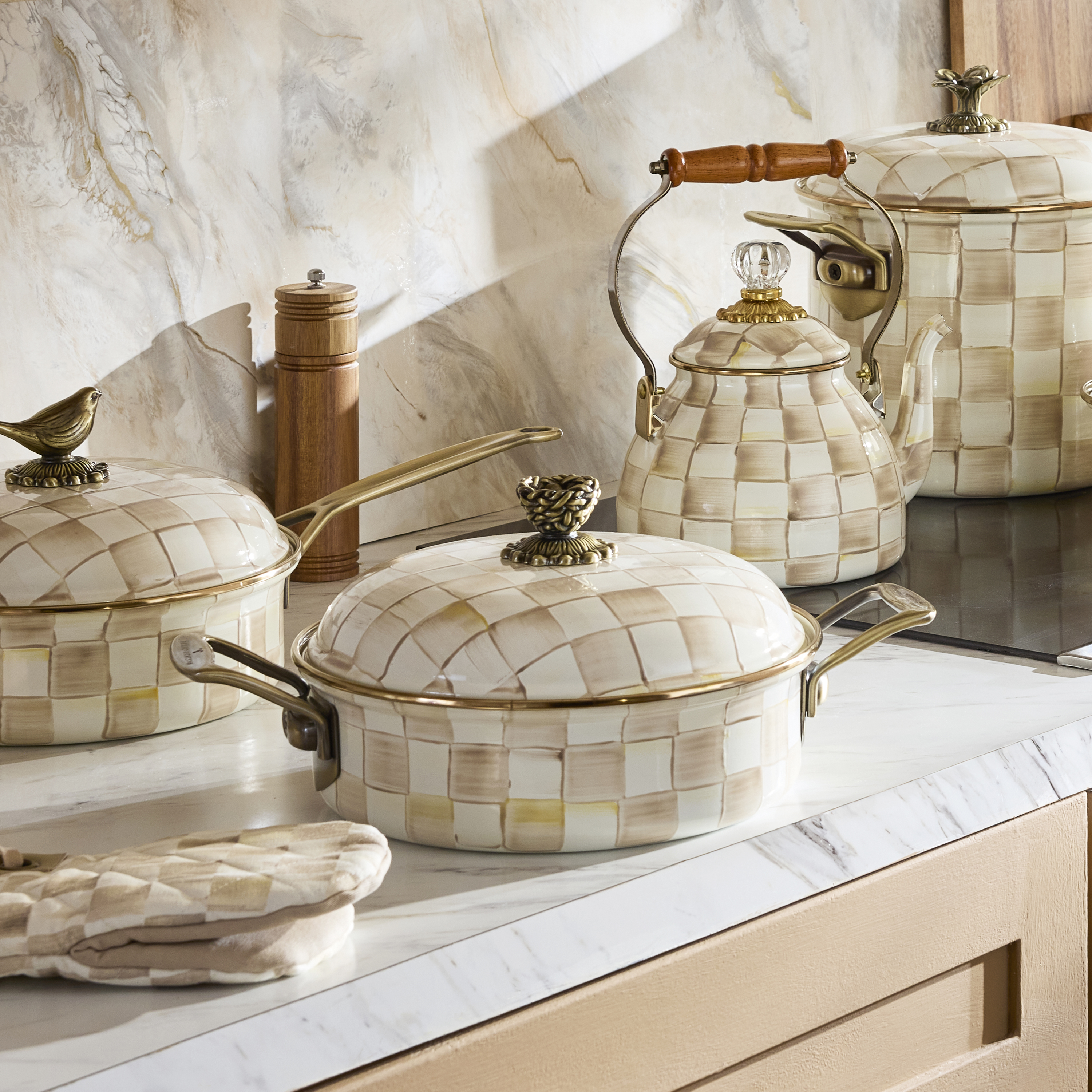 MacKenzie-Childs | Mocha Check 3 Qt. Casserole