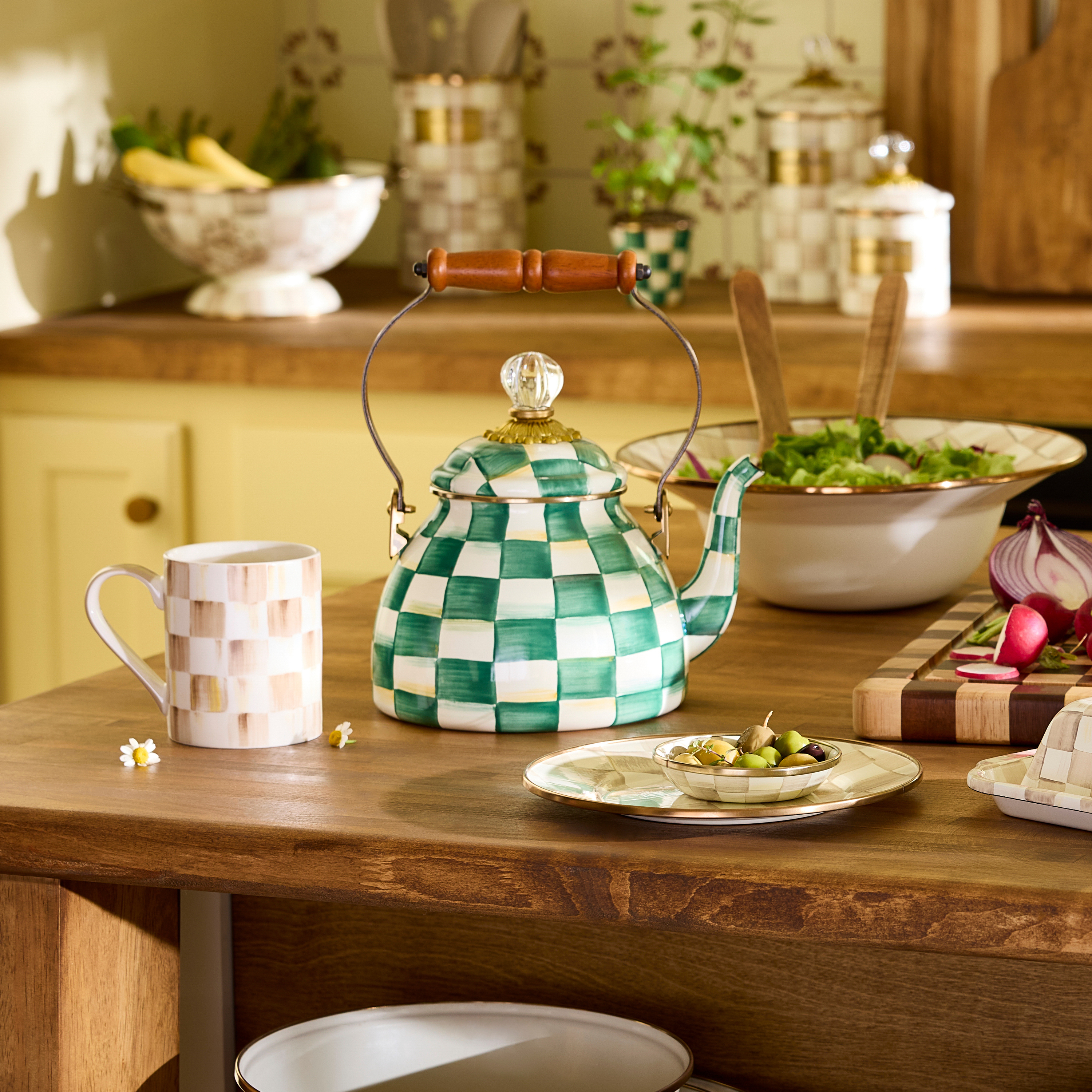 MacKenzie-Childs | Emerald Check 2 Quart Tea Kettle