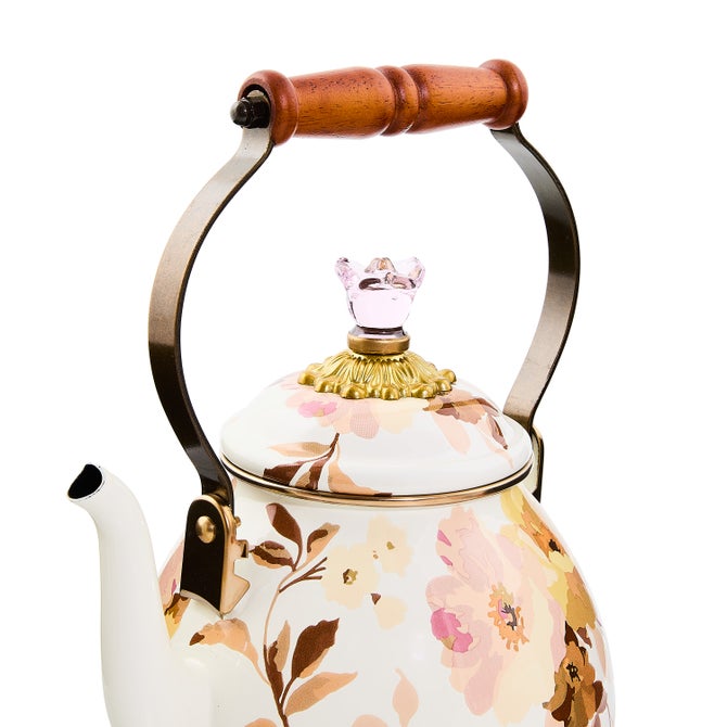 Wild Rose White 2 Quart Tea Kettle image number 1