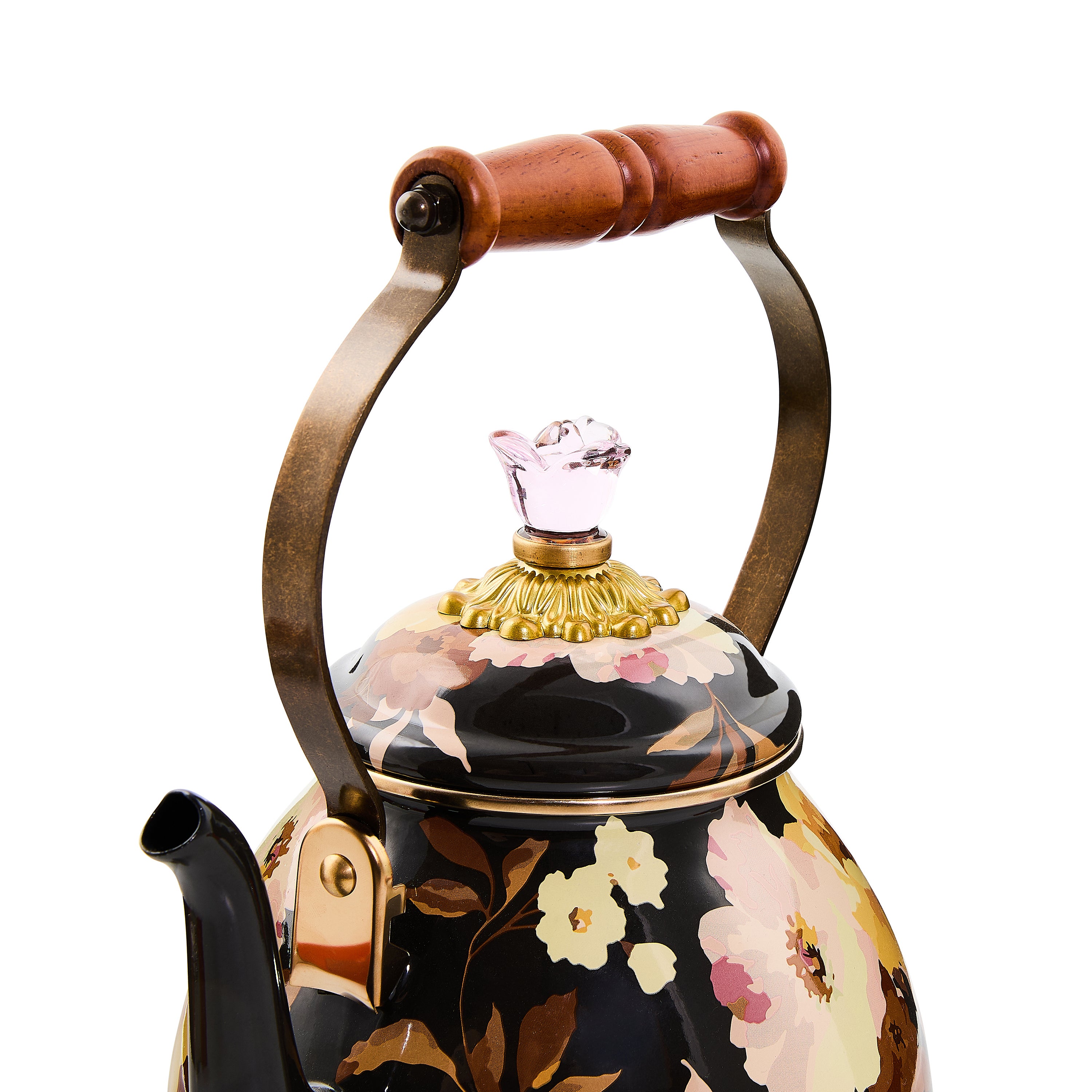 MacKenzie-Childs | Wild Rose Brown 2 Quart Tea Kettle
