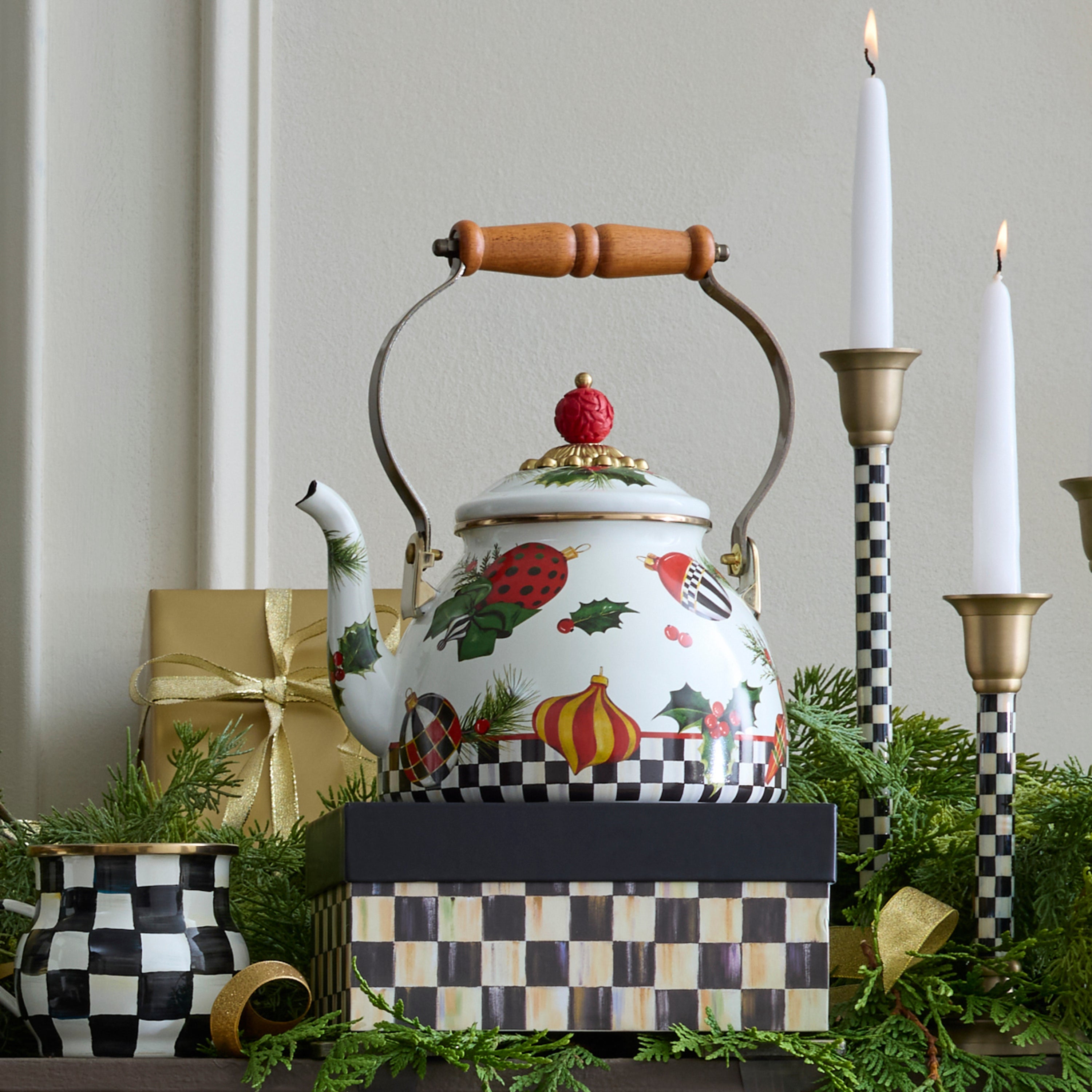 MacKenzie-Childs | Deck the Halls 2 Quart Tea Kettle