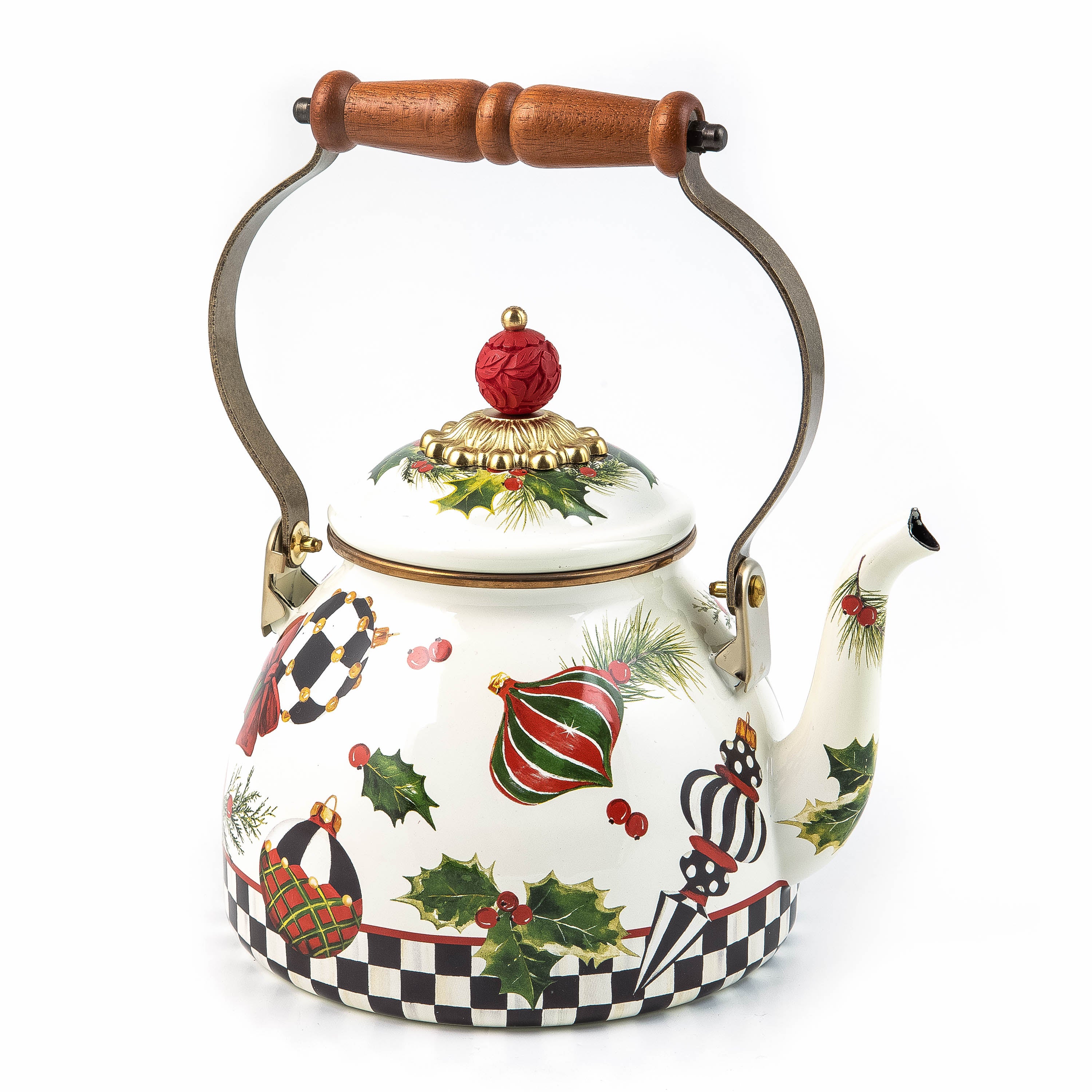 MacKenzie-Childs クリスマス トレー、茶碗2点セット MacKenzie-Childs | Deck the Halls 2 Quart Tea Kettle