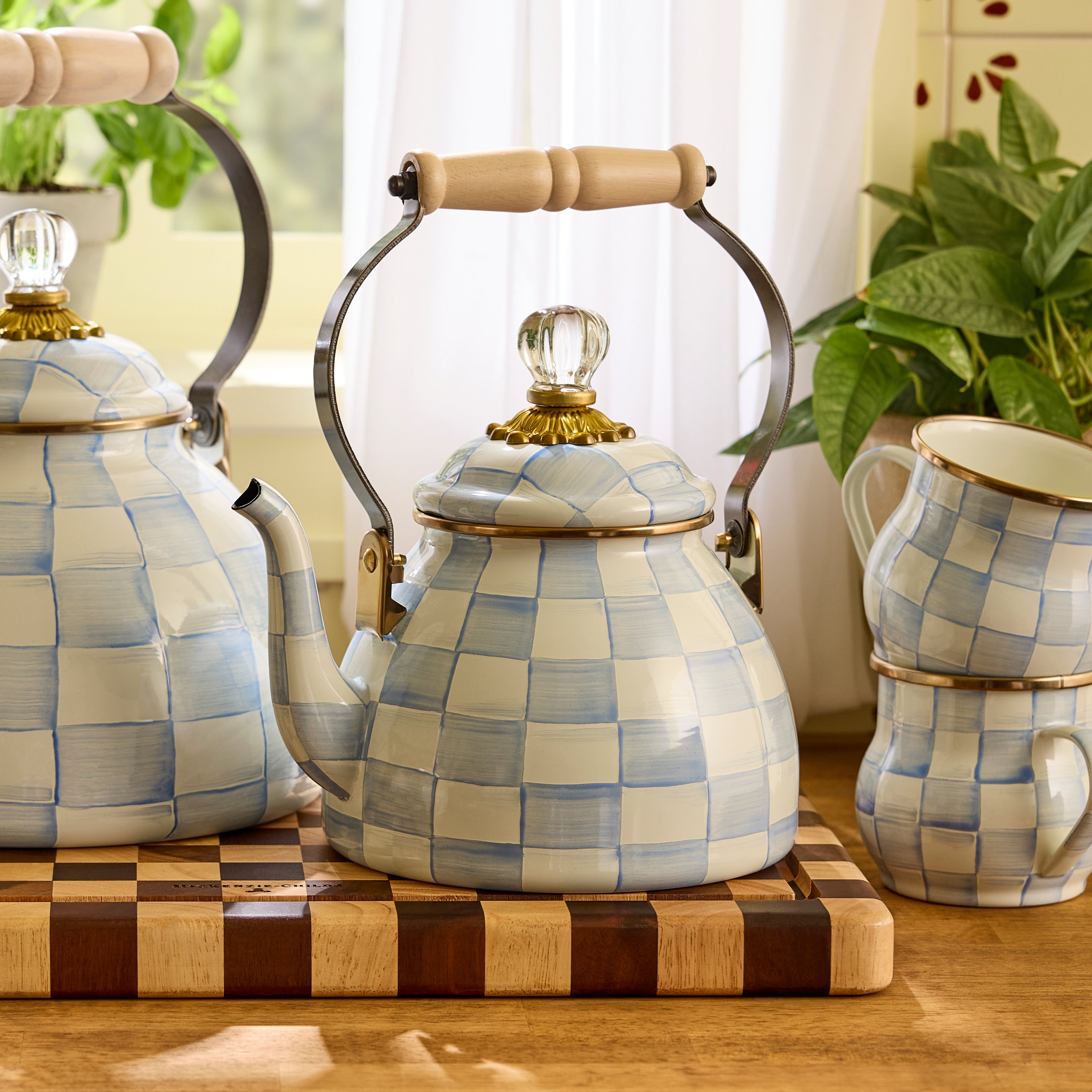 マッケンジーチャイルズ　ケトル MacKenzie-Childs | Sky Check 2 Quart Tea Kettle